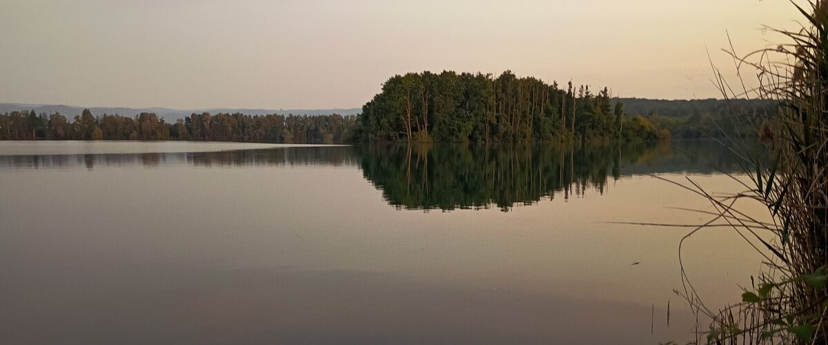 Der Wiedelaher See in der Abenddämmerung